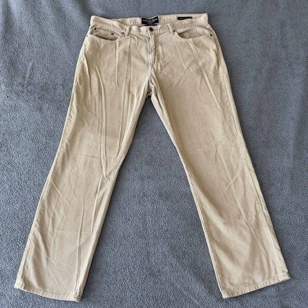 Lucky Brand 221 Original Straight Leg Corduroy Pants Khaki Tan Men's 38x32